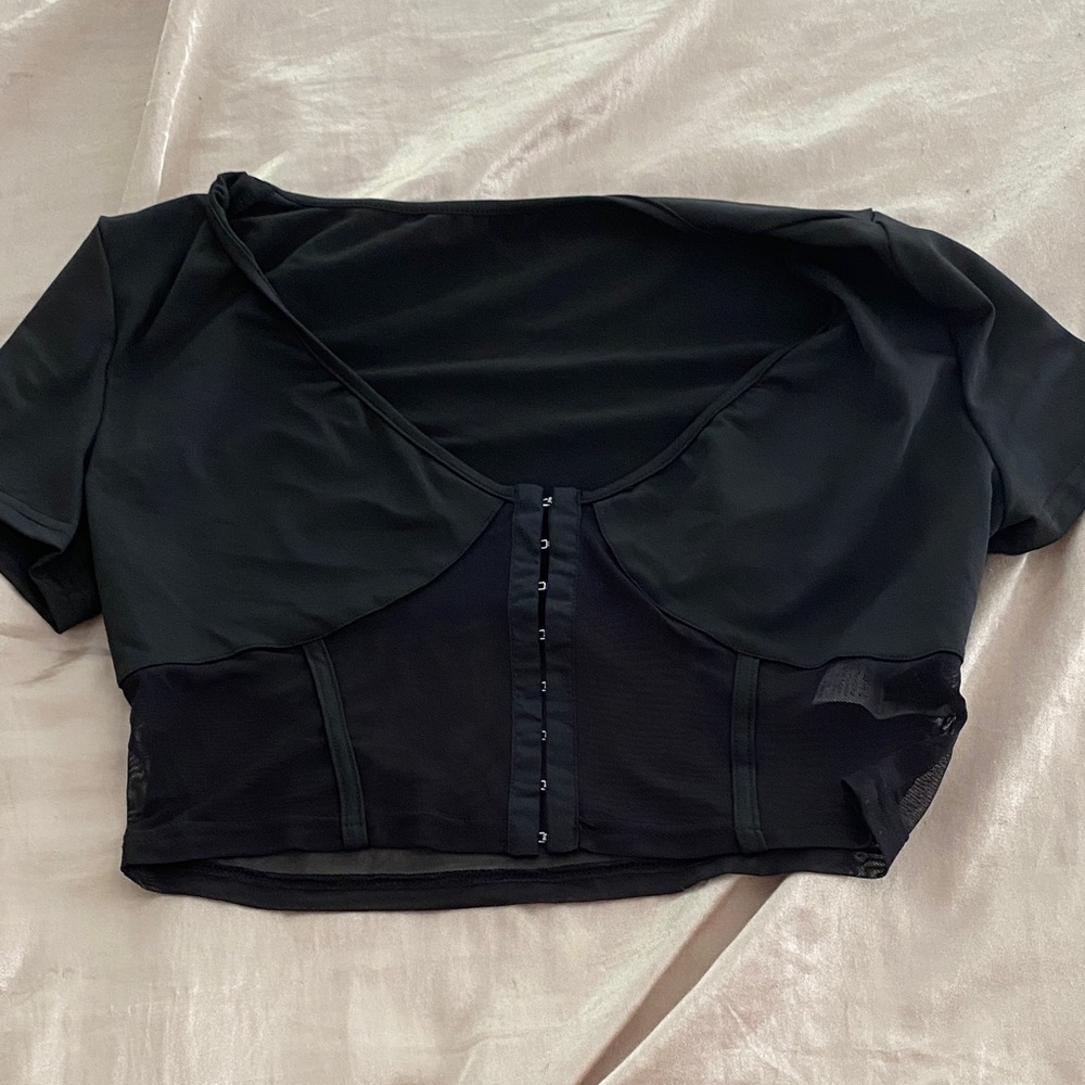 SHEIN Black Mesh Detail Crop Top NEVER WORN